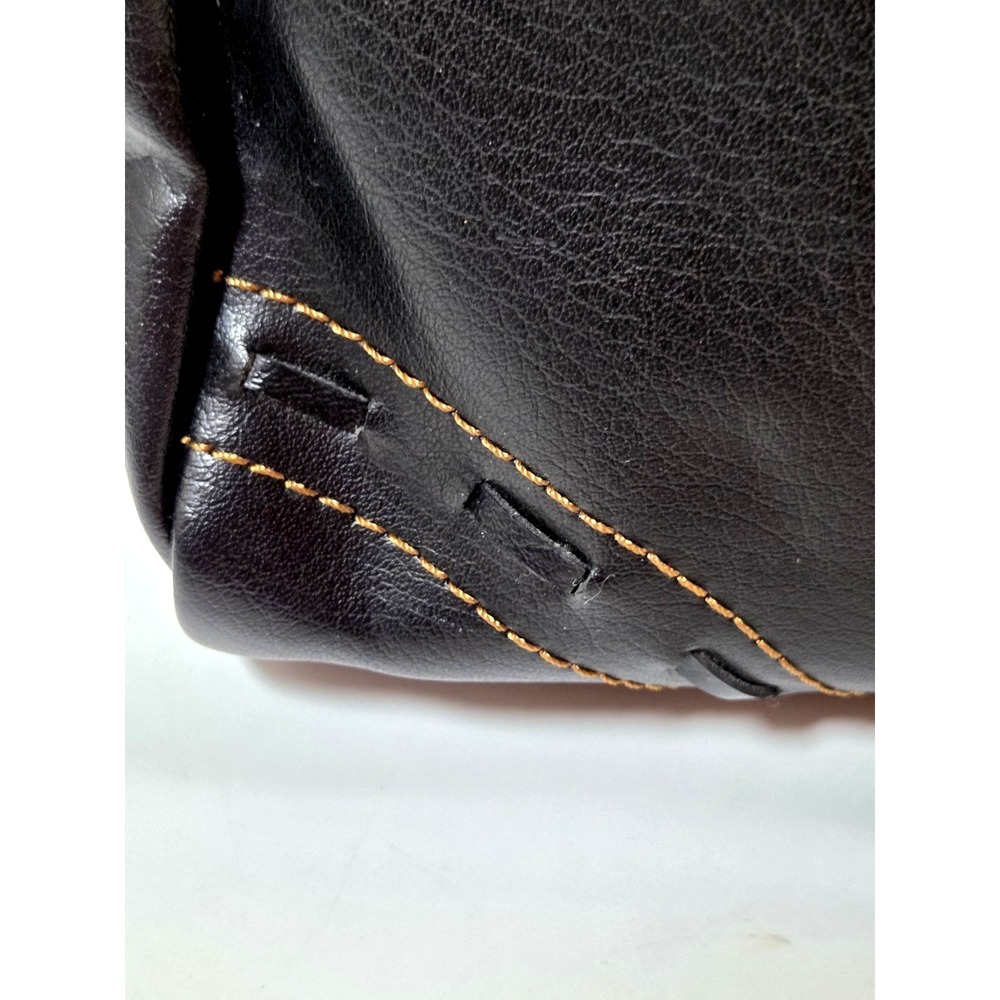 Relic Black Leather Purse w/ Laser Cutouts  Brown Stitching‎ Zipper Closure - Picture 5 of 15